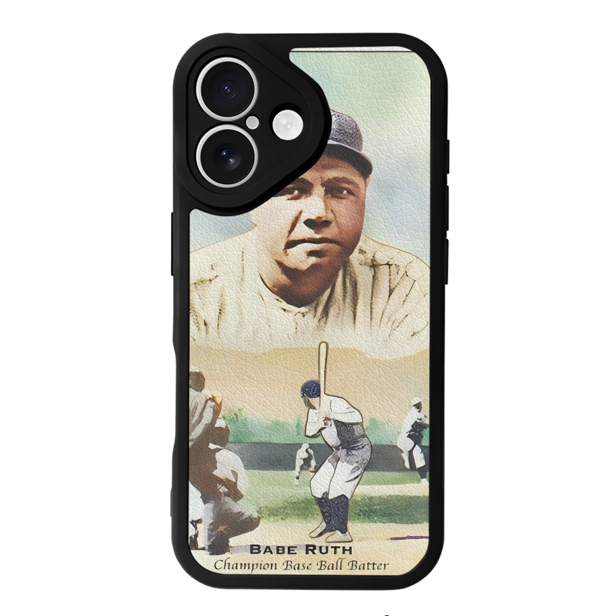 Babe Ruth 18 IPhone 16 Silicone Leather Case – UV Print, Lambskin Texture – Perfect Fit, Wireless Charging Compatible, Scratch Resistant, Precise Cutouts – Stylish Protection For IPhone 16